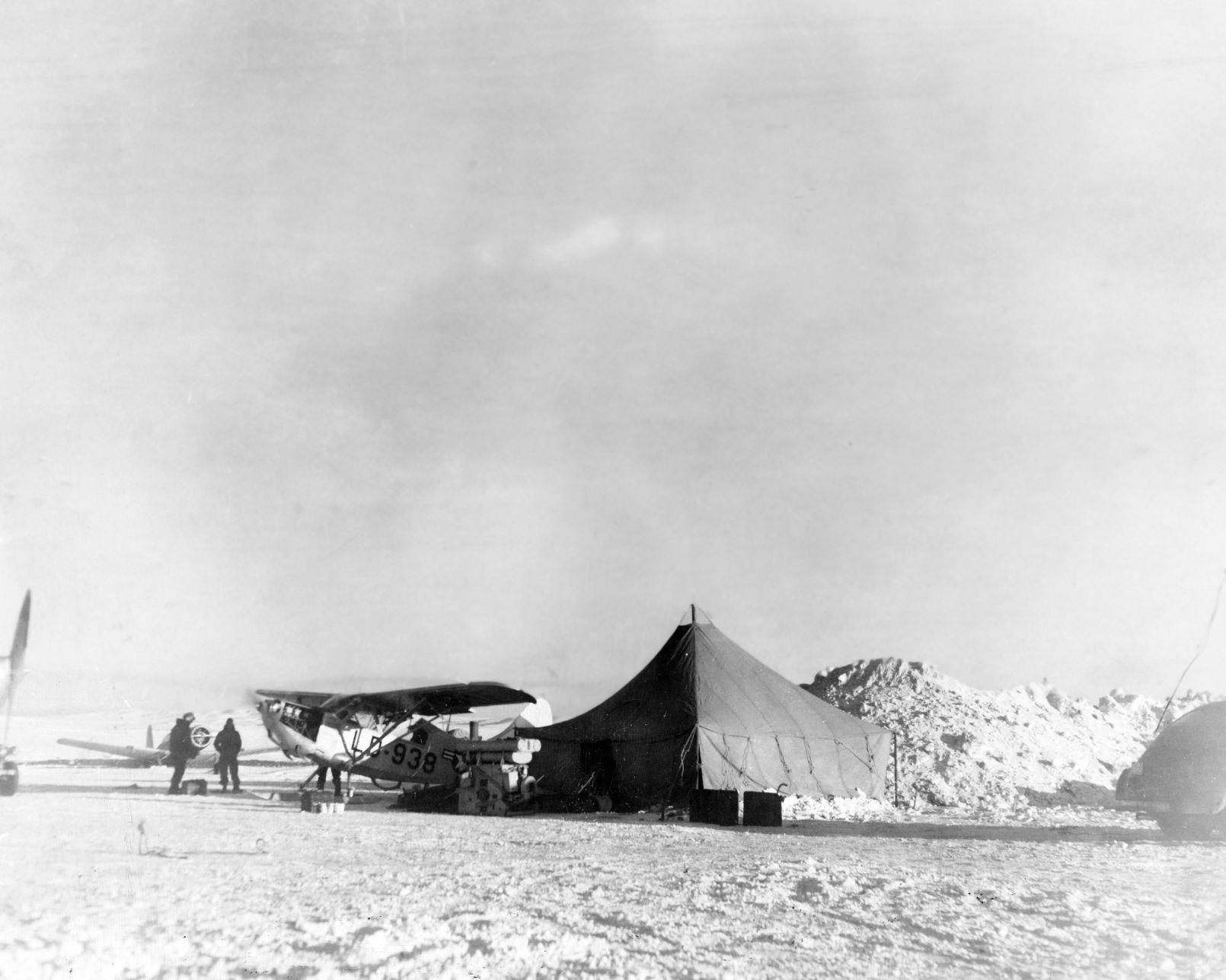 Operations tent and light planes used in rescue at at the Halley airport in Rapid City.